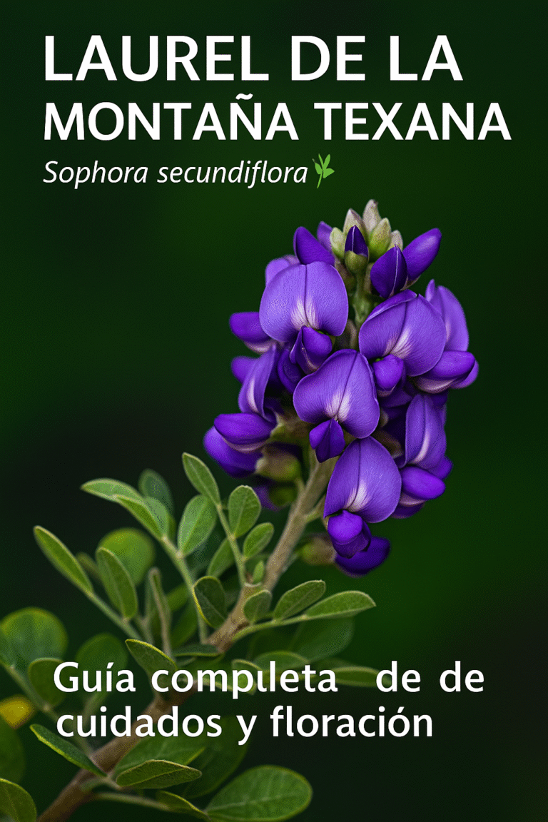 Laurel de la Montaña Texana con flor morada aromática en jardín de CDMX